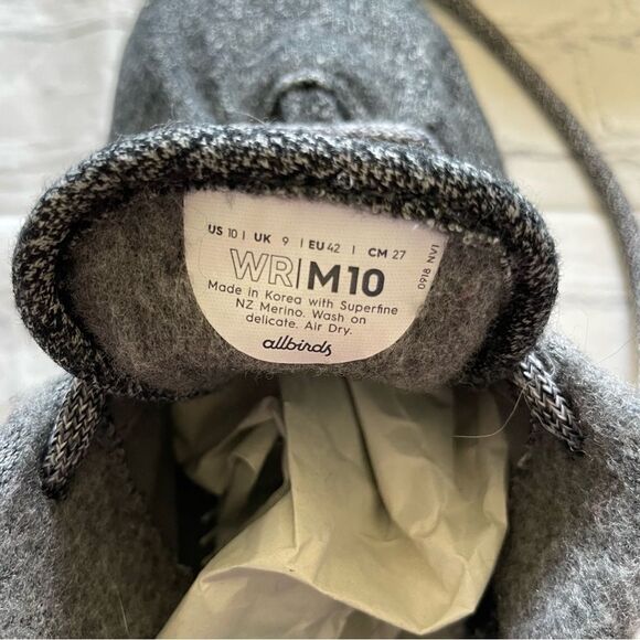 Mens Allbirds Grey Wool Runners Sneakers - Picture 6 of 7